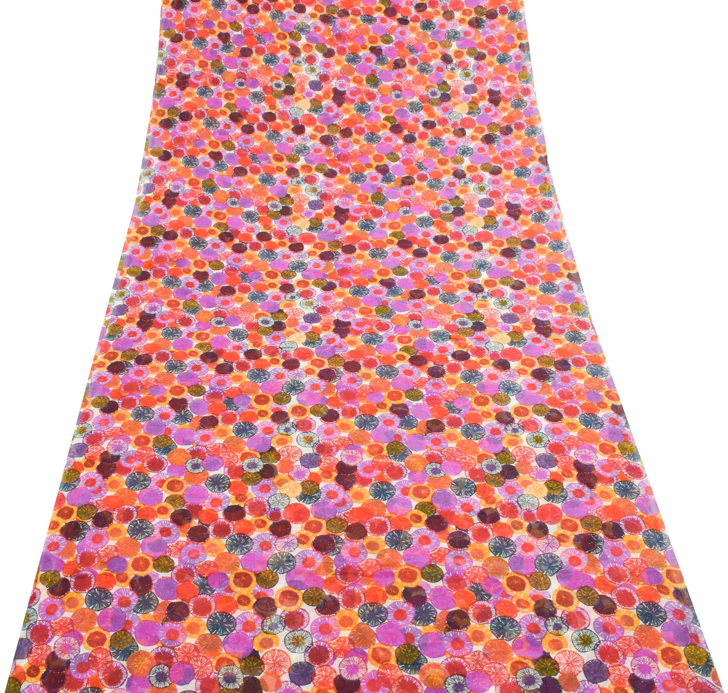 Sushila Vintage Saree 100% Pure Georgette Silk Printed White Dress Craft Fabric