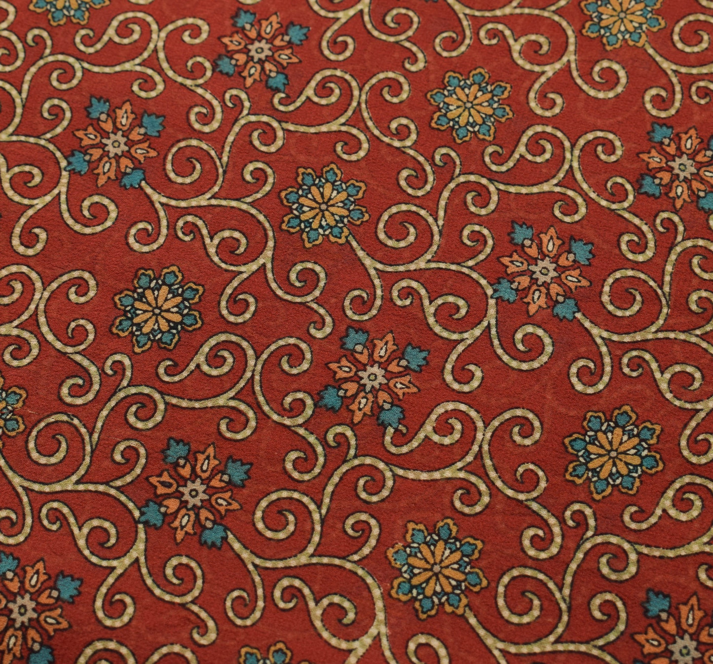 Sushila Vintage Floral Saree Maroon 100%Pure Georgette Silk Printed Craft Fabric