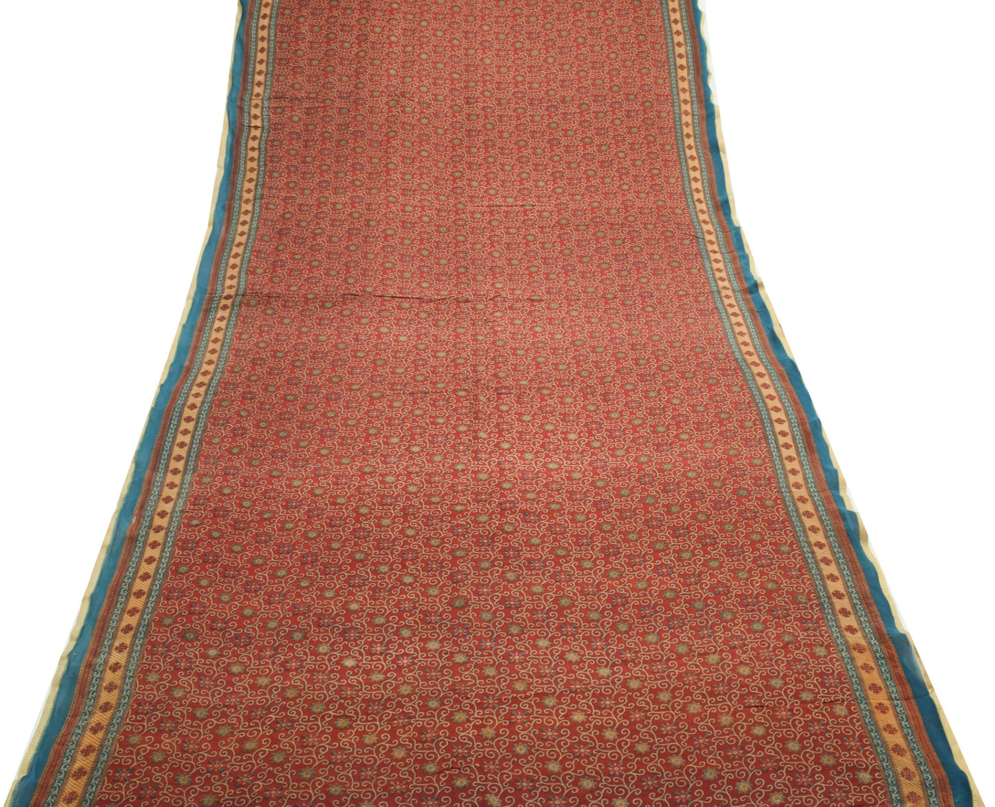 Sushila Vintage Floral Saree Maroon 100%Pure Georgette Silk Printed Craft Fabric