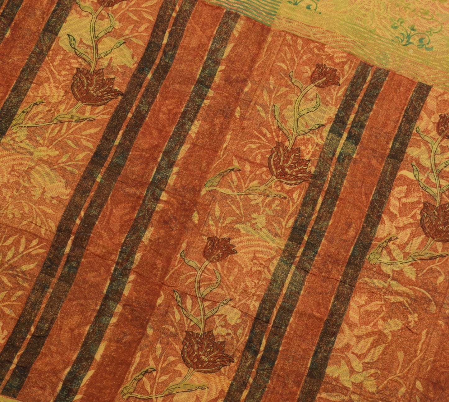 Sushila Vintage Floral Casual Saree 100%Pure Georgette Silk Printed Craft Fabric