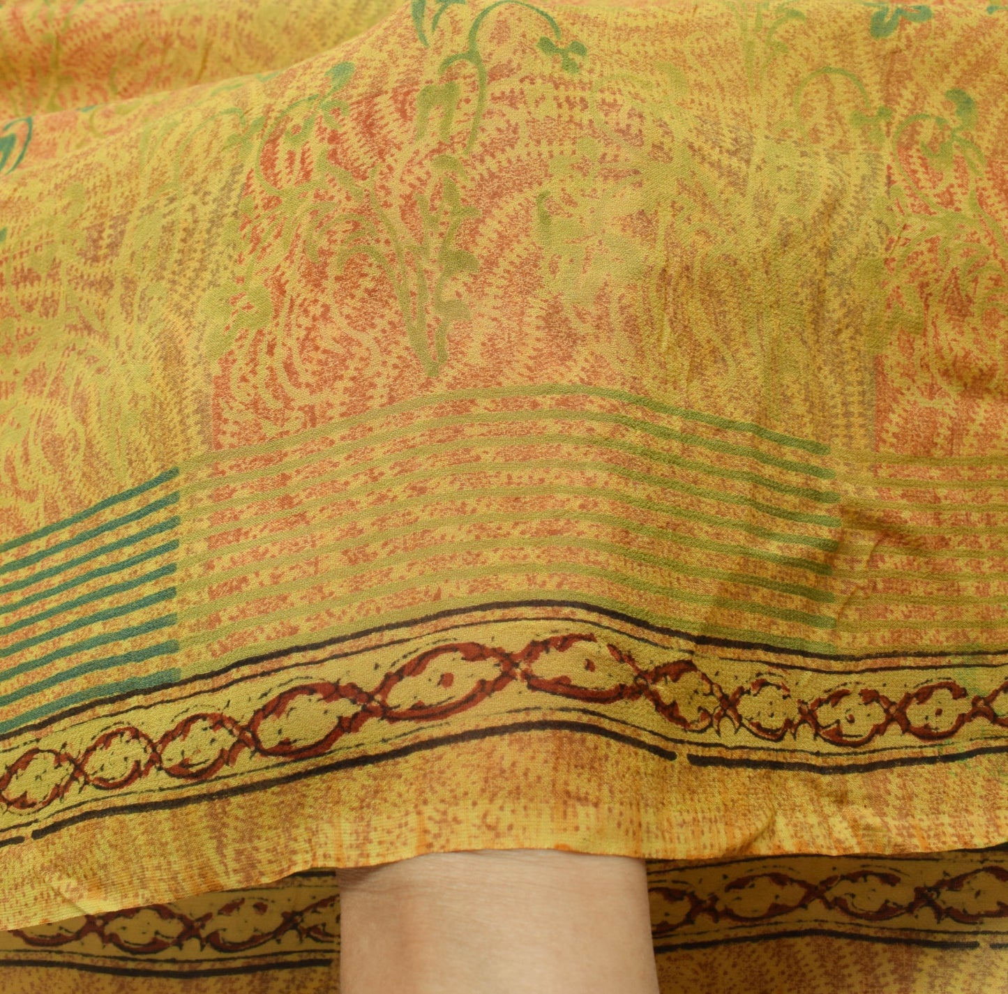 Sushila Vintage Floral Casual Saree 100%Pure Georgette Silk Printed Craft Fabric