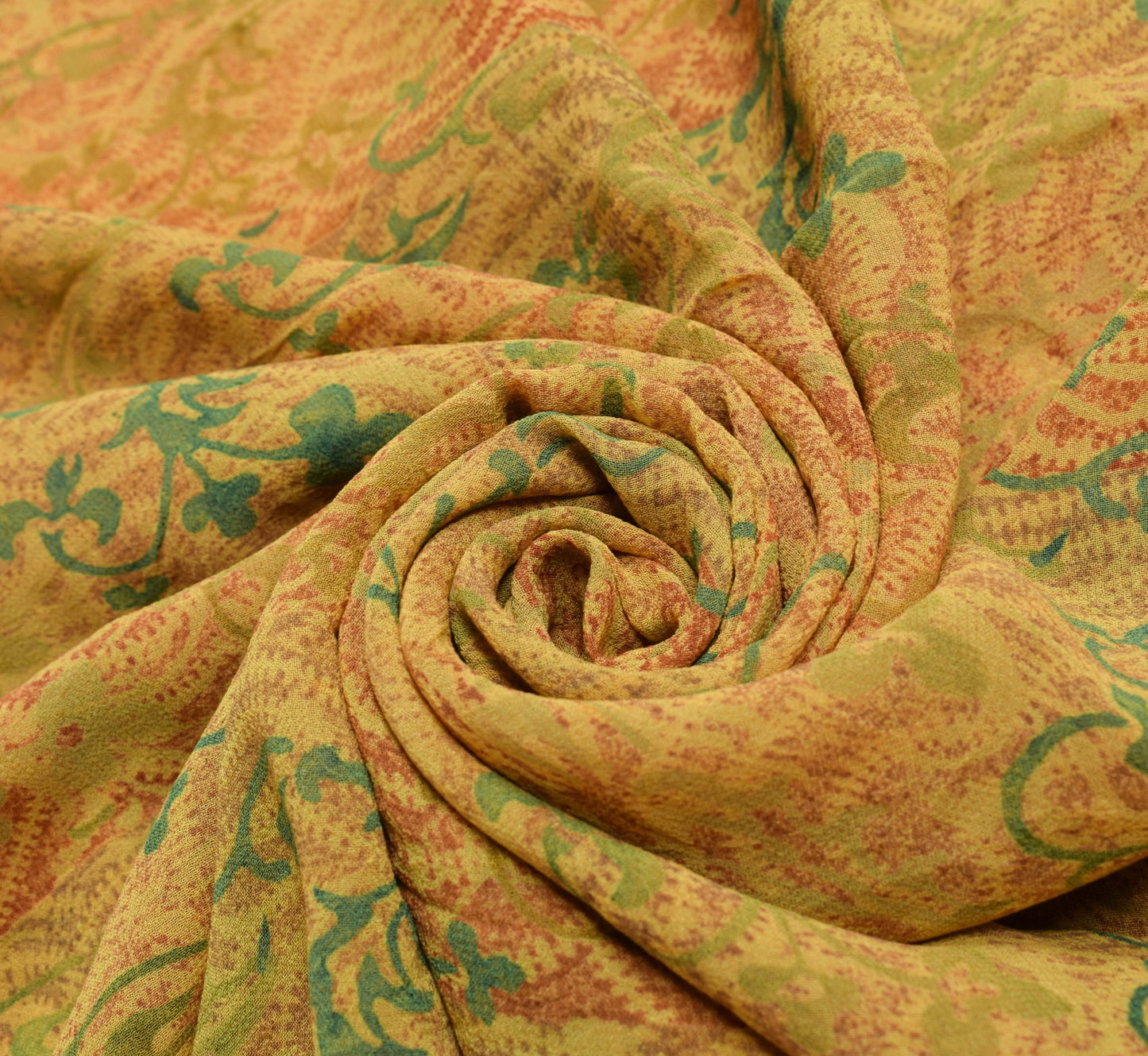 Sushila Vintage Floral Casual Saree 100%Pure Georgette Silk Printed Craft Fabric