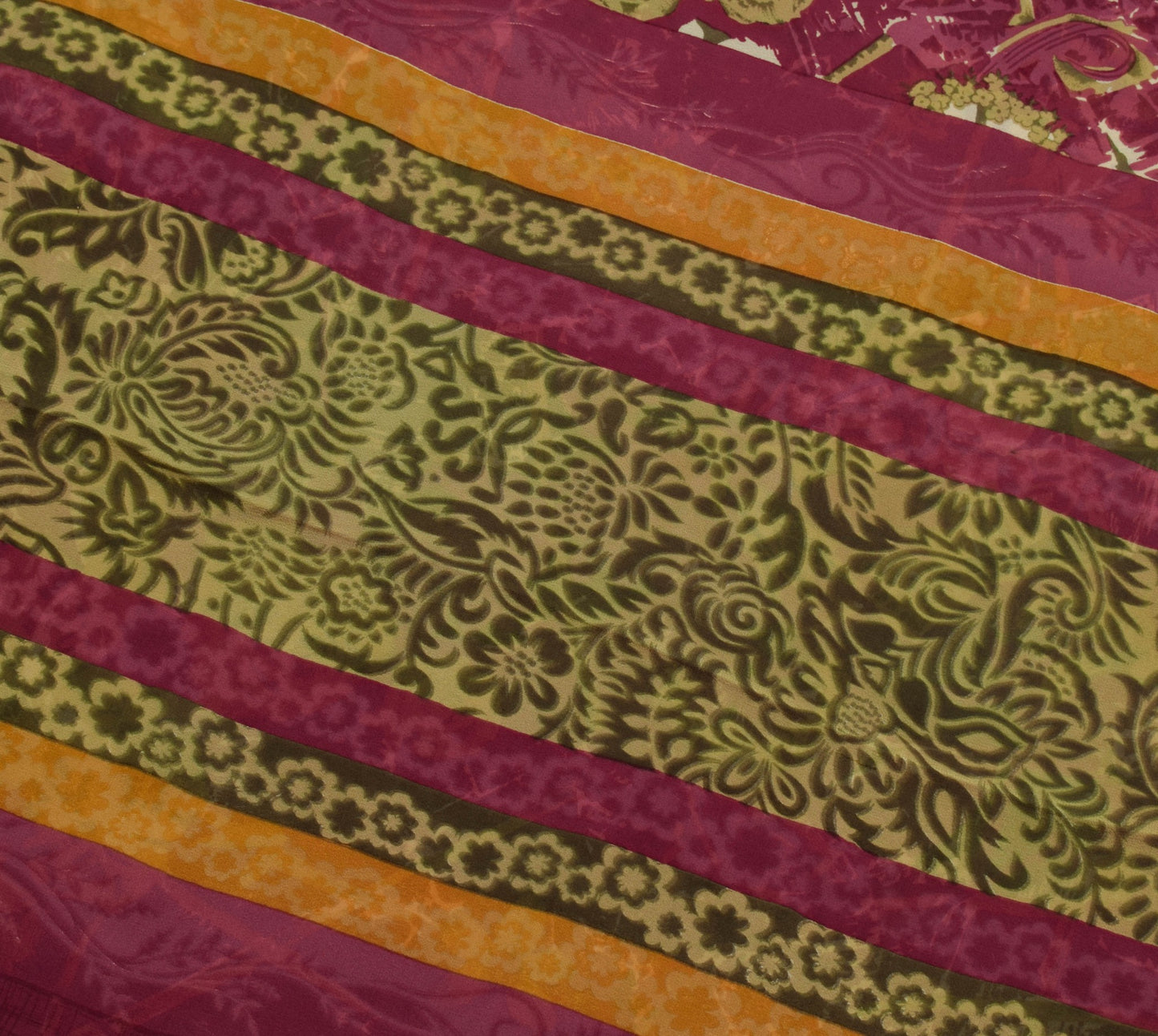 Sushila Vintage Dark Pink Saree Pure Georgette Silk Printed Floral Craft Fabric