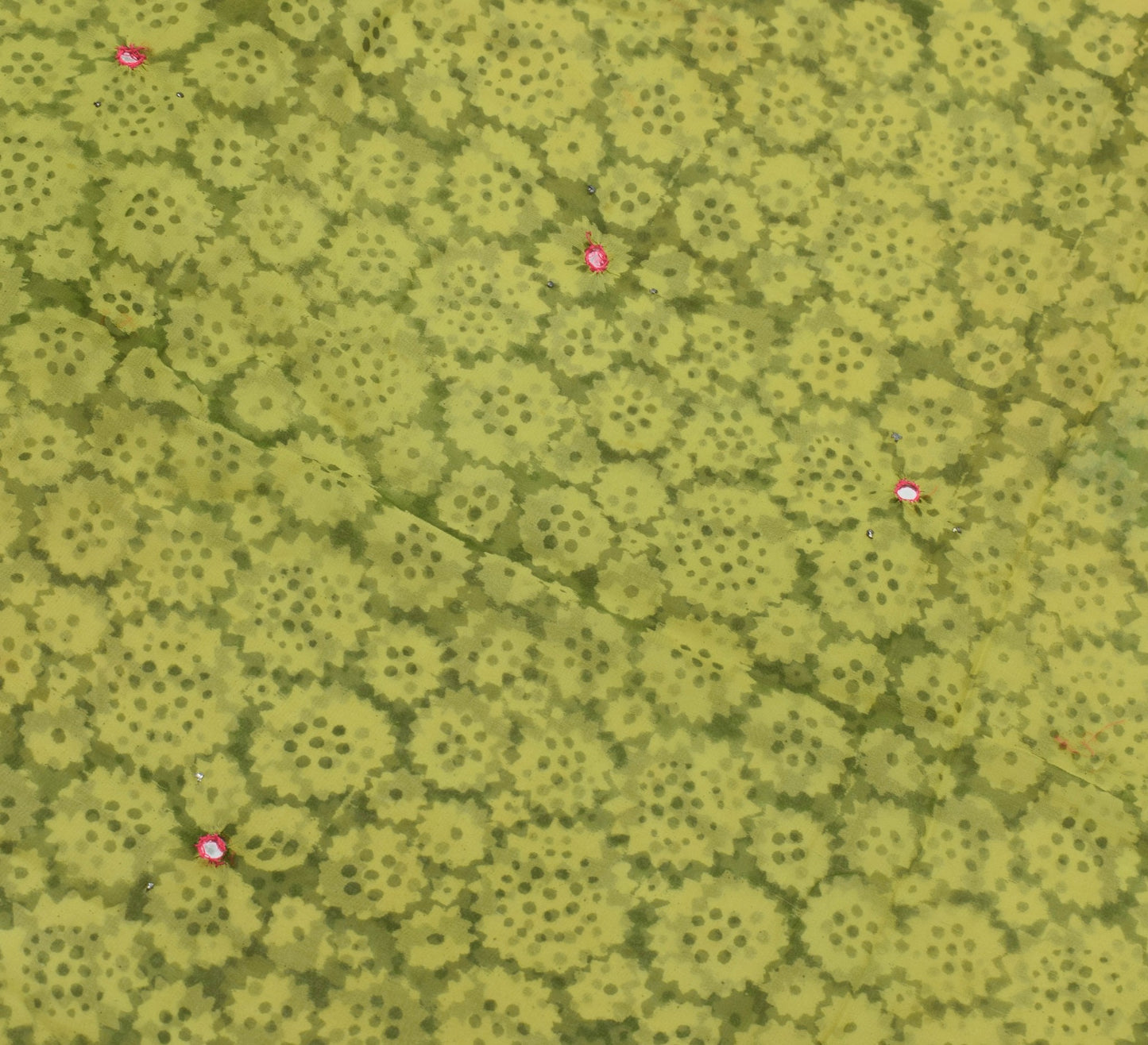 Sushila Vintage Green Floral Saree Pure Georgette Silk Hand Block Printed Fabric