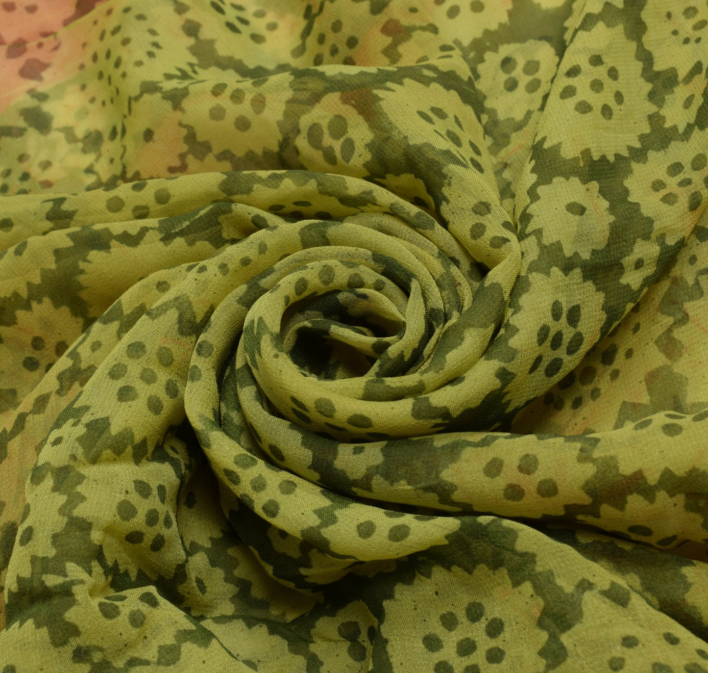 Sushila Vintage Green Floral Saree Pure Georgette Silk Hand Block Printed Fabric