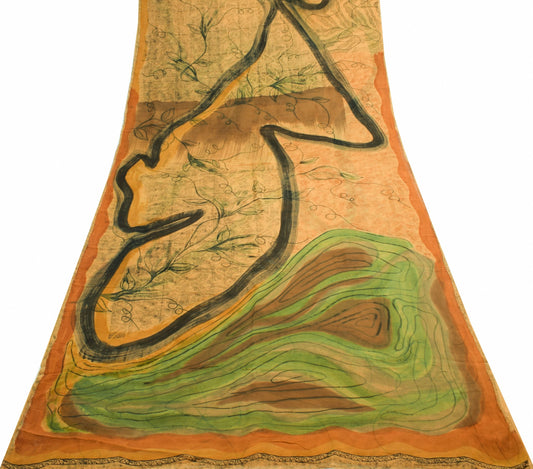 Sushila Vintage Multi-Color Antique Saree Pure Georgette Printed Craft Fabric