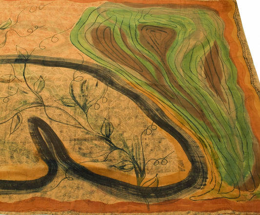 Sushila Vintage Multi-Color Antique Saree Pure Georgette Printed Craft Fabric