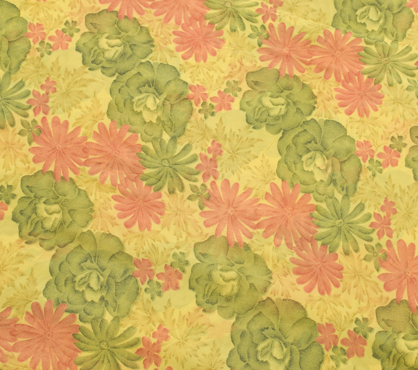 Sushila Vintage Saree 100%Pure Georgette Silk Printed Floral Yellow Craft Fabric