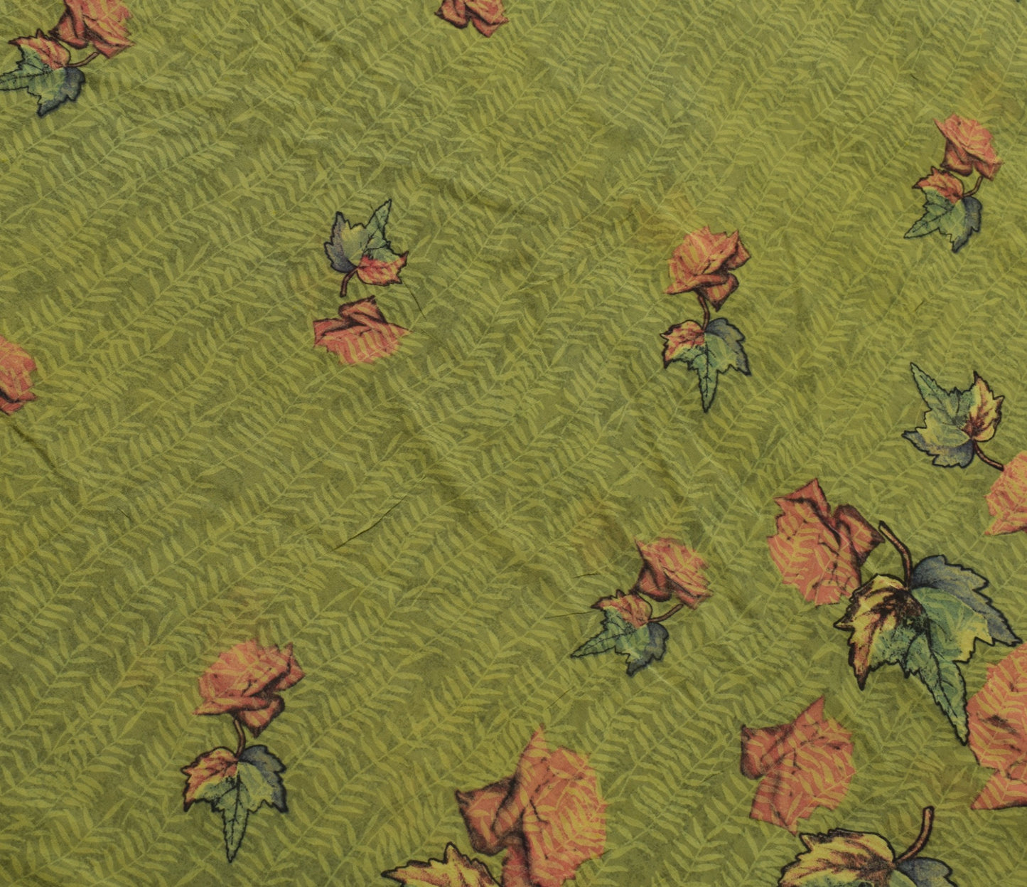 Sushila Vintage Floral Green Saree 100% Pure Georgette Silk Printed Craft Fabric