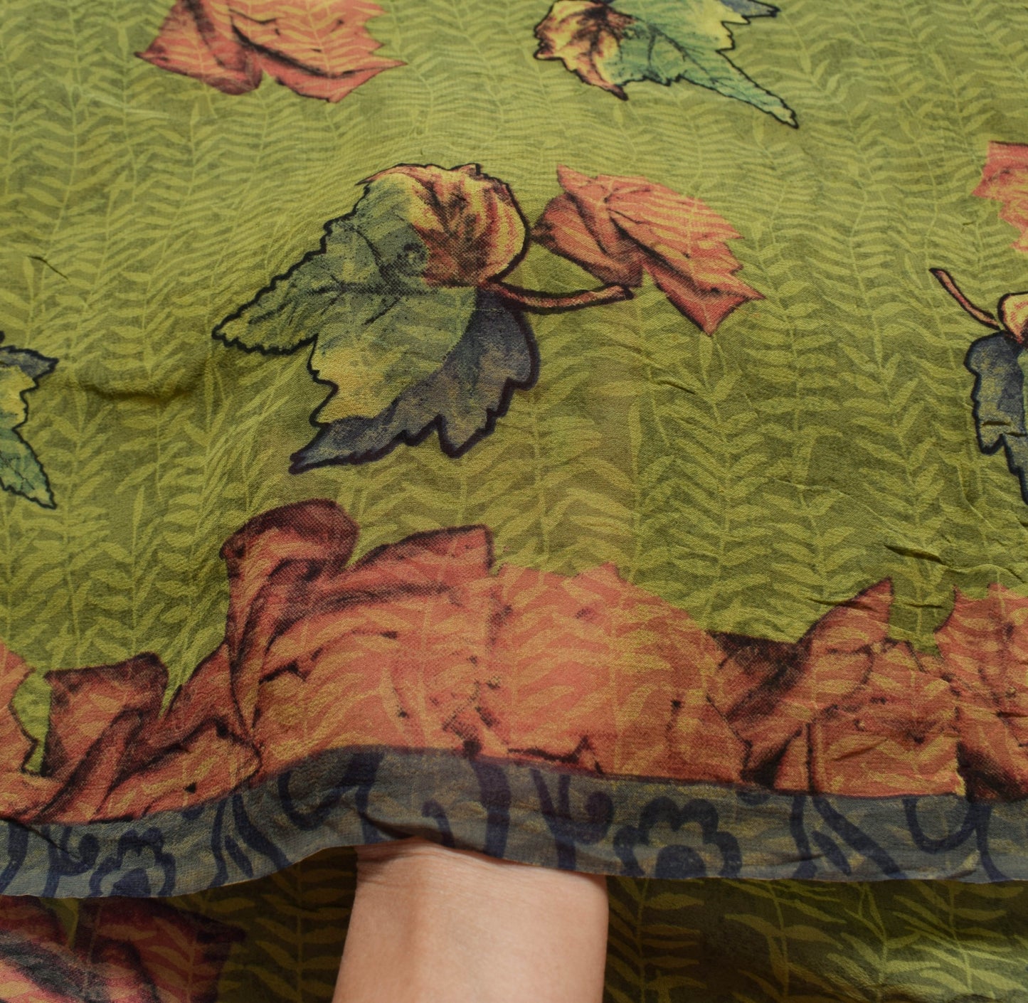 Sushila Vintage Floral Green Saree 100% Pure Georgette Silk Printed Craft Fabric