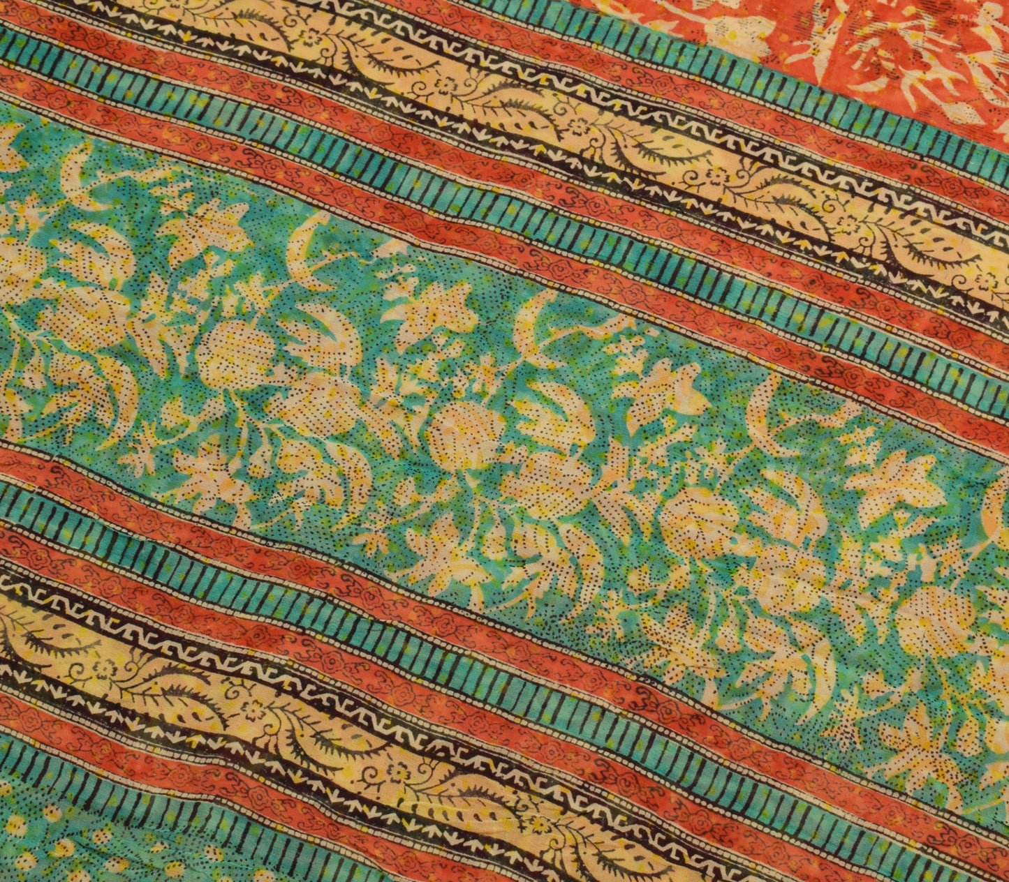 Sushila Vintage Dark Orange Saree 100% Pure Georgette Silk Printed Craft Fabric