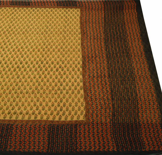 Sushila Vintage Brown Floral Saree 100% Pure Georgette Silk Printed Craft Fabric