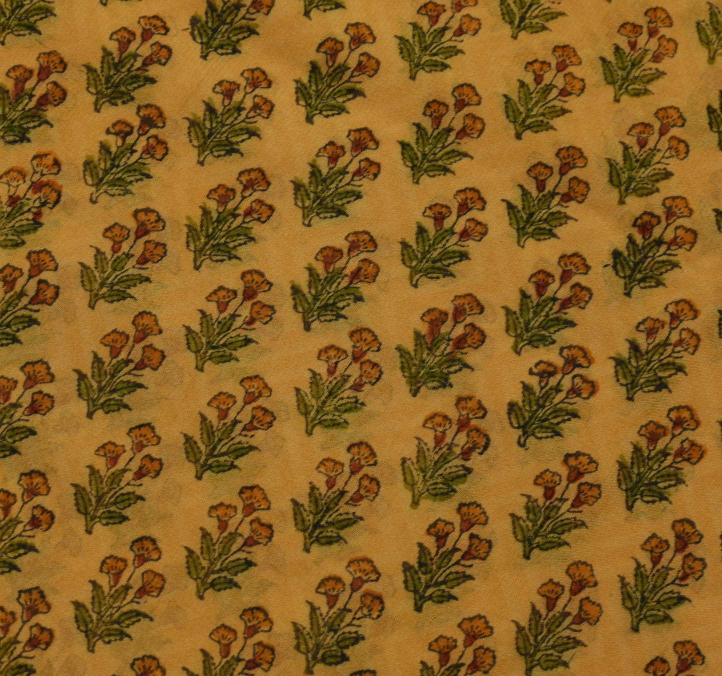 Sushila Vintage Brown Floral Saree 100% Pure Georgette Silk Printed Craft Fabric