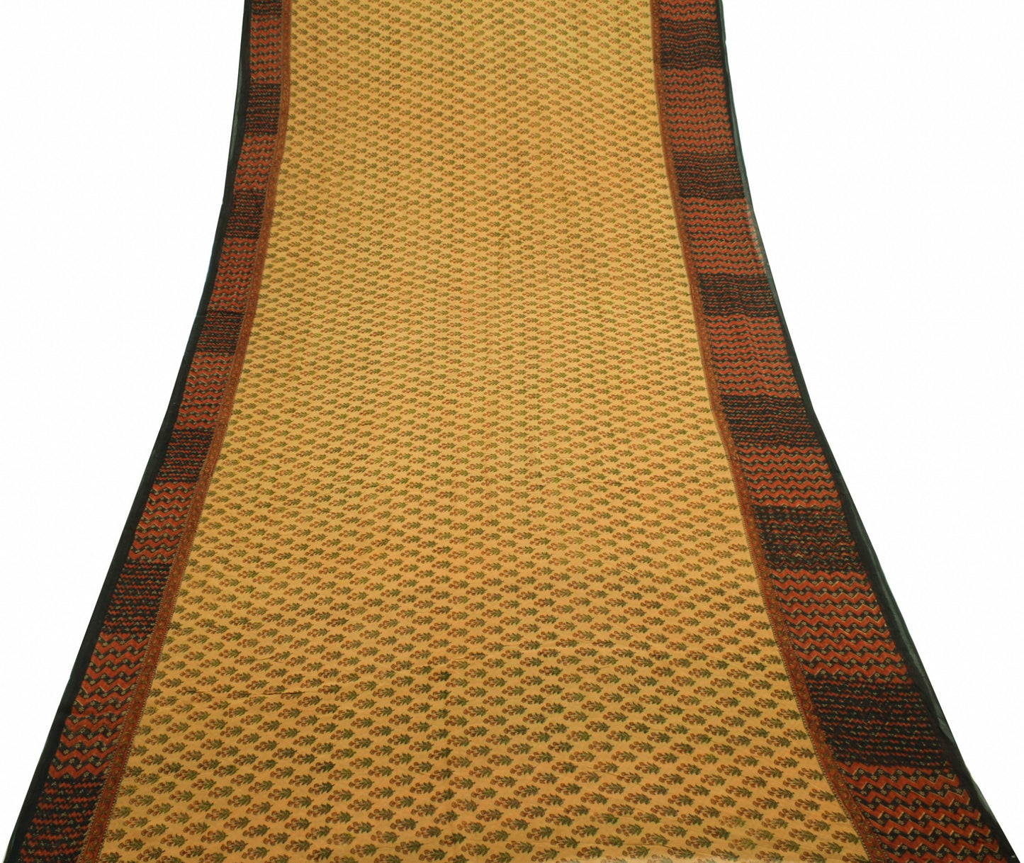 Sushila Vintage Brown Floral Saree 100% Pure Georgette Silk Printed Craft Fabric