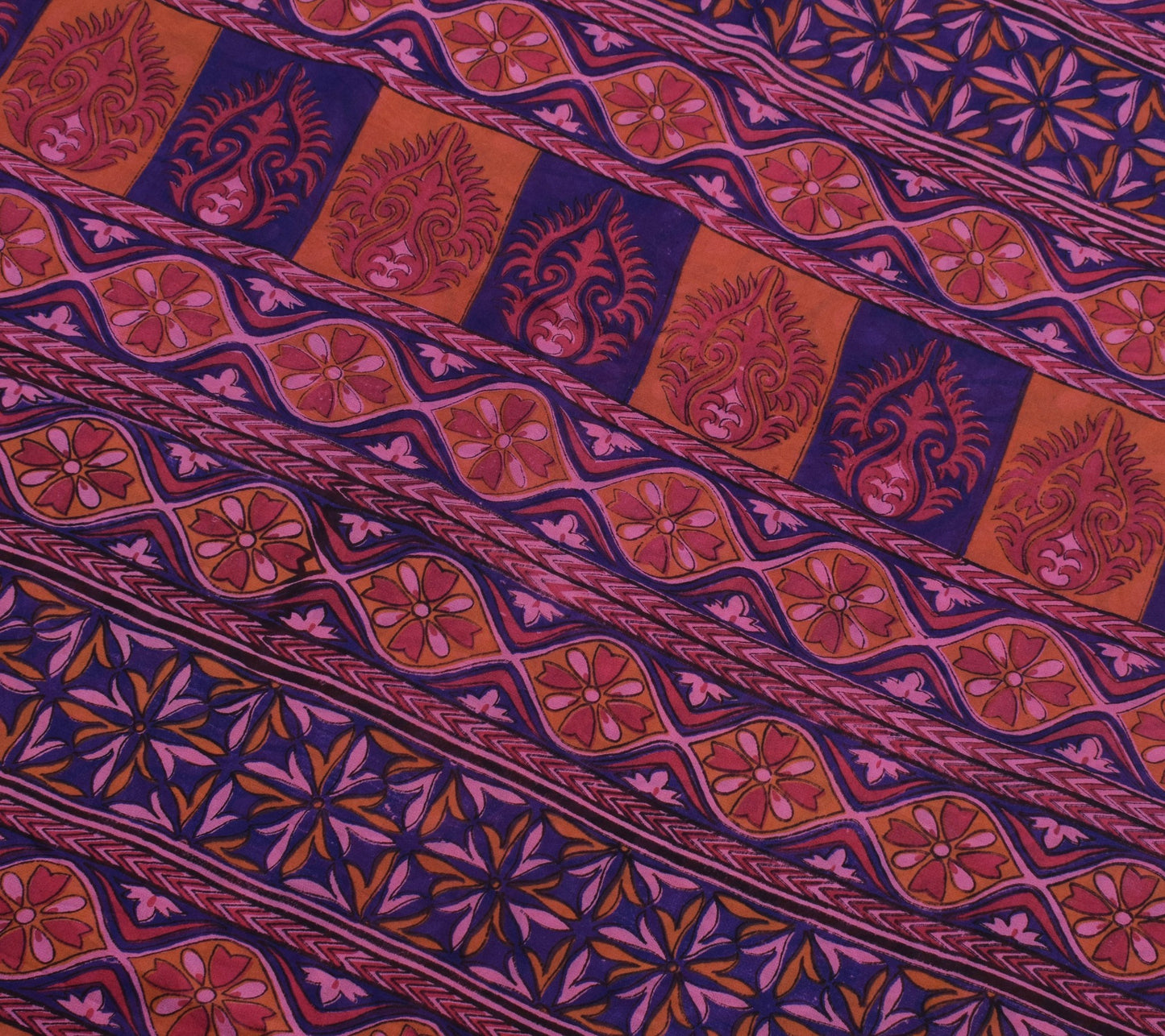 Sushila Vintage Rust Saree 100% Pure Georgette Silk Floral Printed Craft Fabric