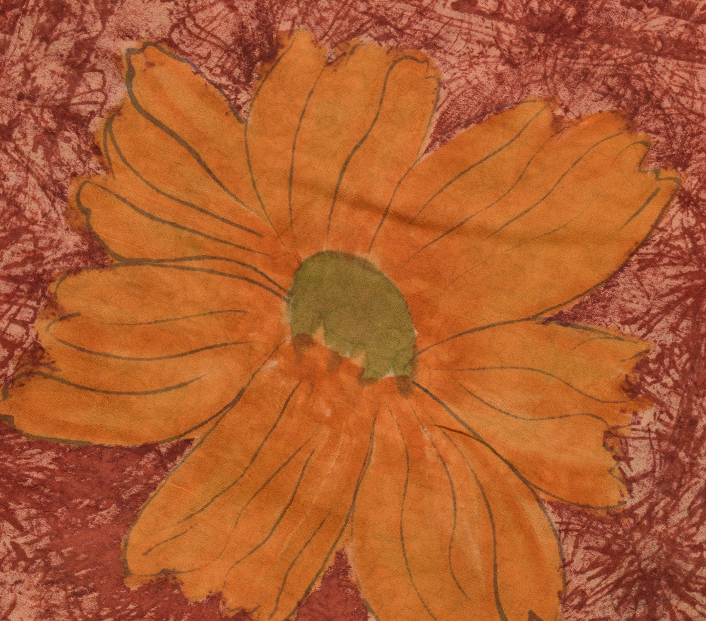 Sushila Vintage Peach Saree 100% Pure Georgette Silk Floral Printed Craft Fabric