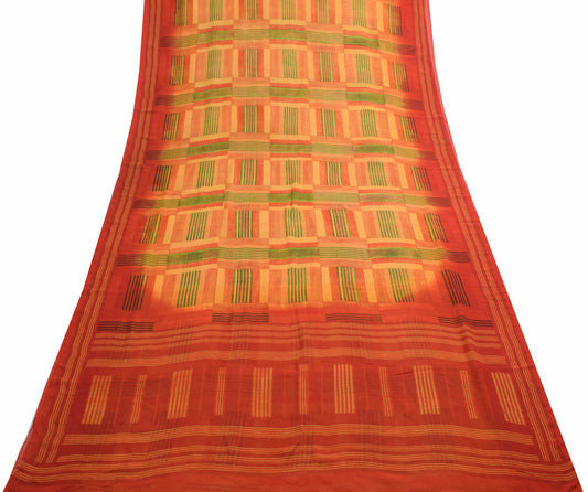 Sushila Vintage Saree 100% Pure Georgette Silk Printed Multi-Color Craft Fabric
