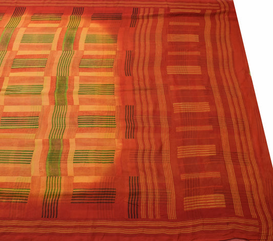 Sushila Vintage Saree 100% Pure Georgette Silk Printed Multi-Color Craft Fabric