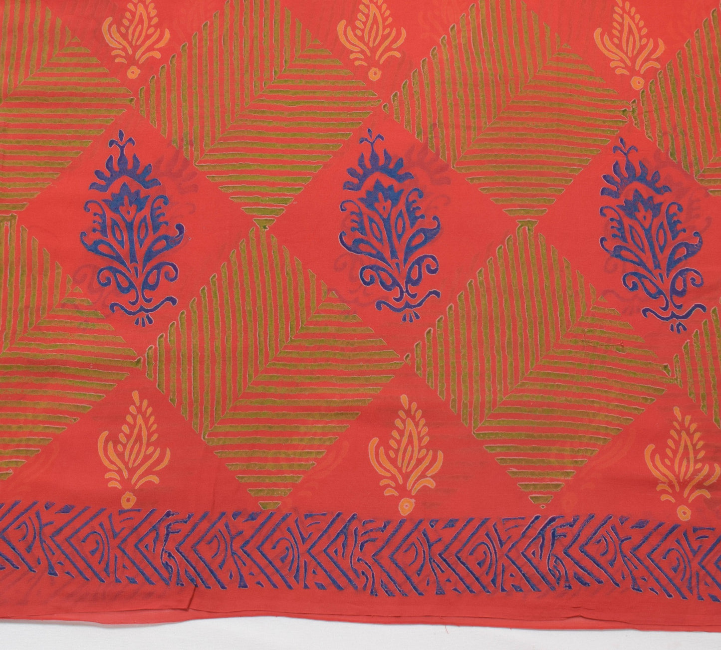 Sushila Vintage Dark Orange Saree 100% Pure Georgette Silk Printed Craft Fabric