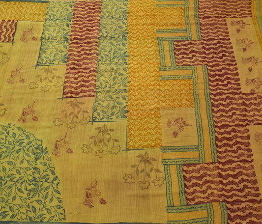 Sushila Vintage Multi-Color Saree 100% Pure Georgette Silk Printed Craft Fabric