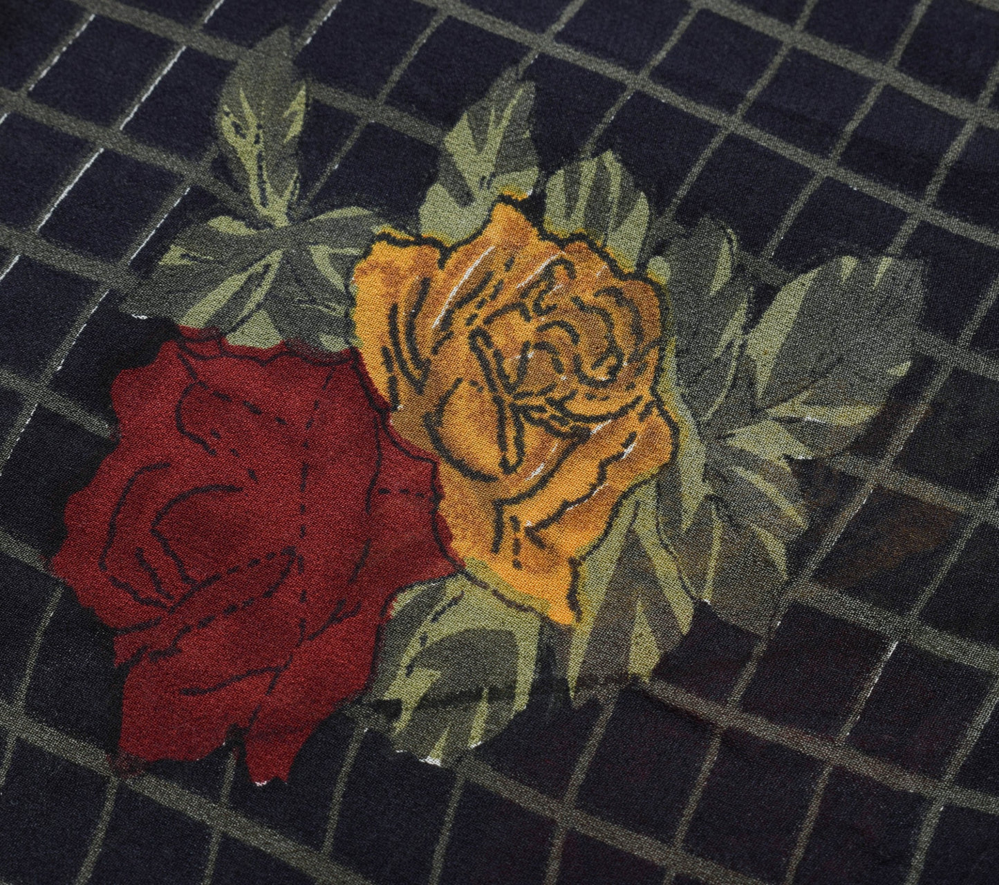 Sushila Vintage Floral Black Saree 100% Pure Georgette Silk Printed Craft Fabric