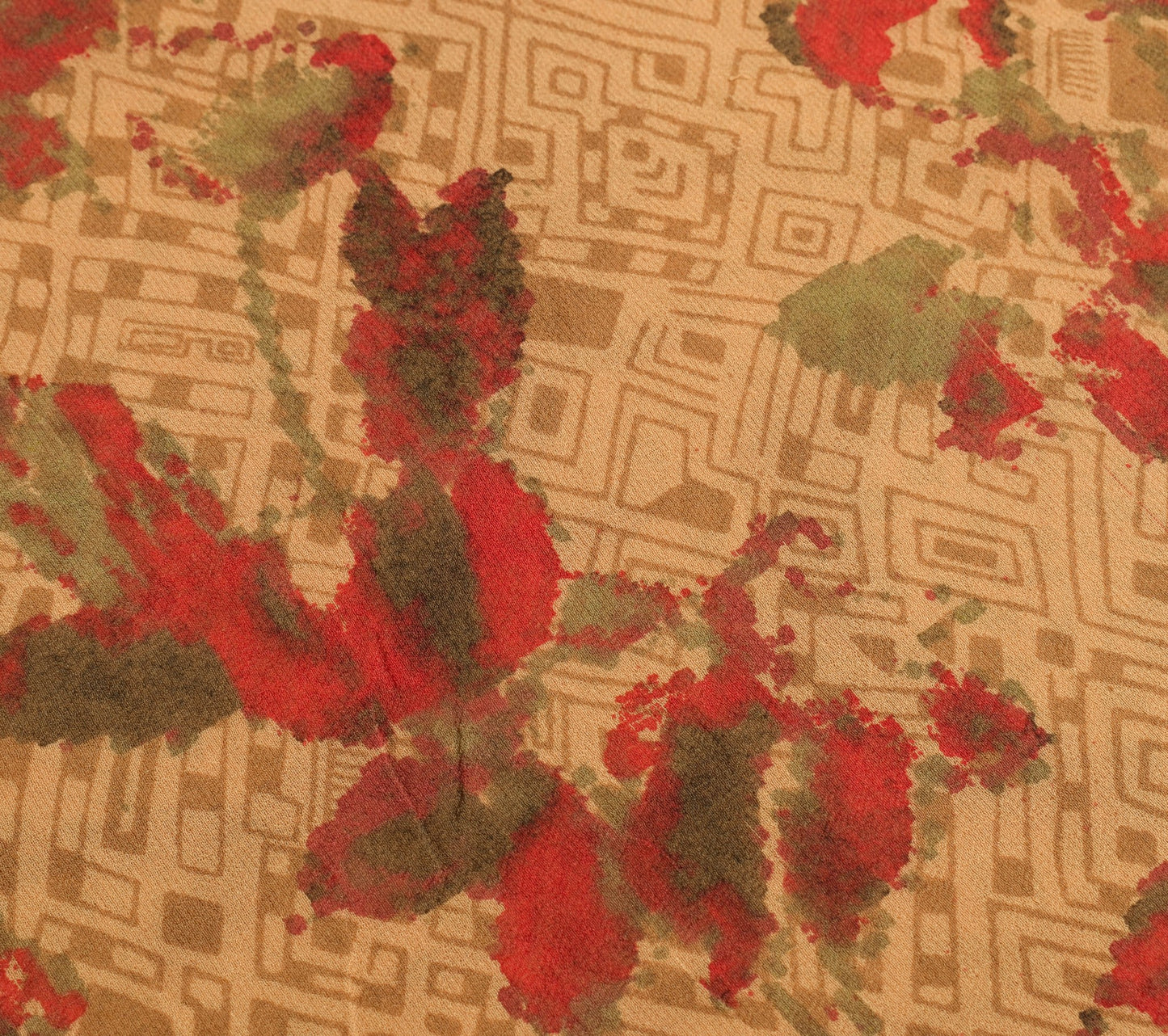 Sushila Vintage Saree 100% Pure Georgette Silk Printed Brown Dress Craft Fabric