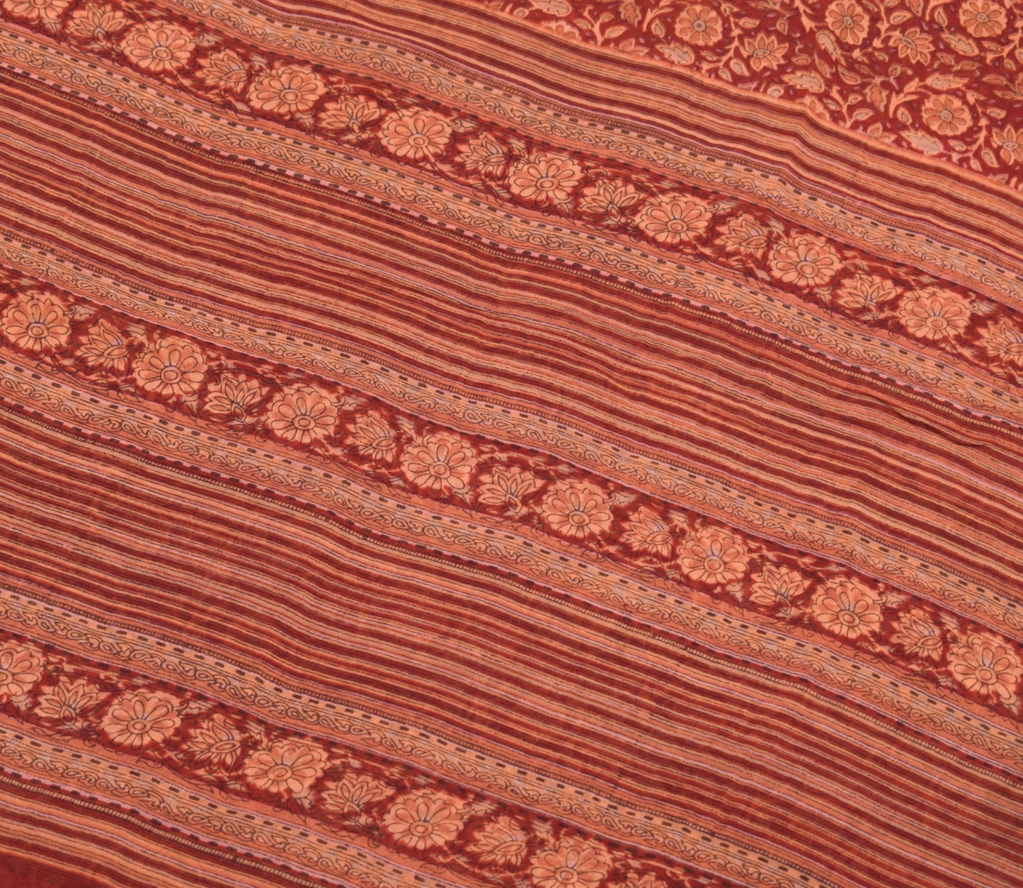 Sushila Vintage Floral Saree 100%Pure Georgette Silk Printed Maroon Craft Fabric