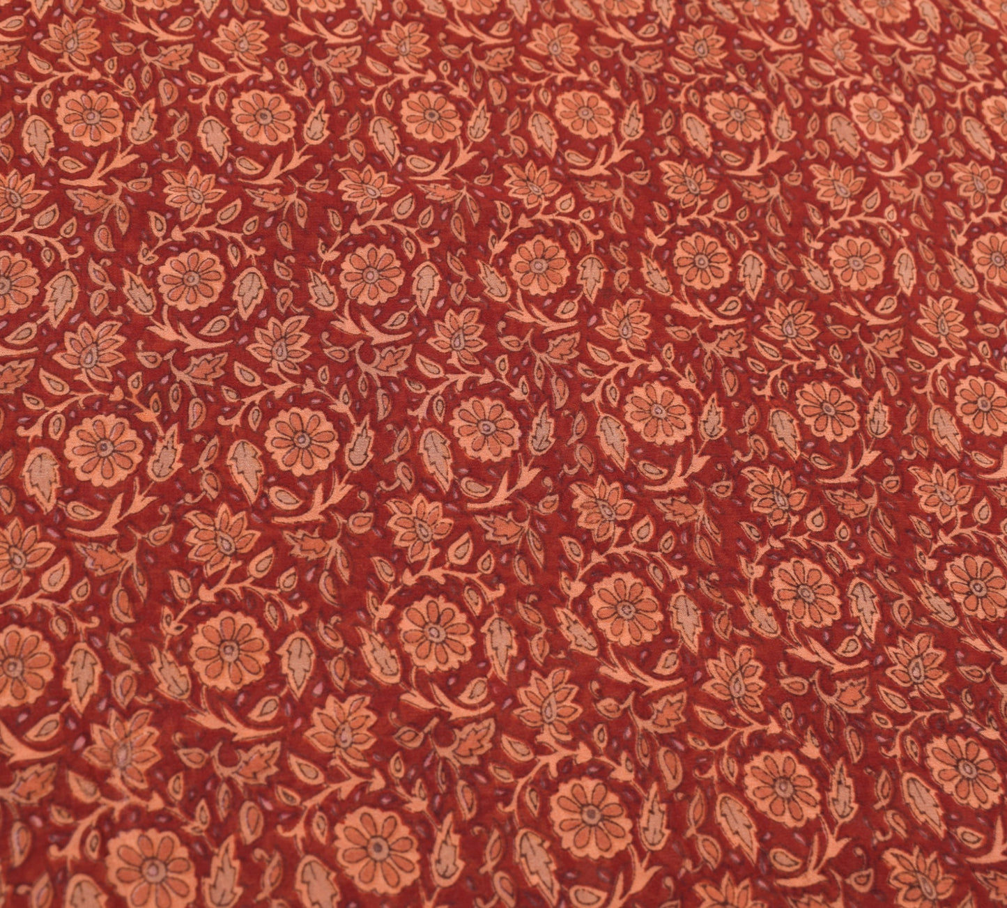 Sushila Vintage Floral Saree 100%Pure Georgette Silk Printed Maroon Craft Fabric