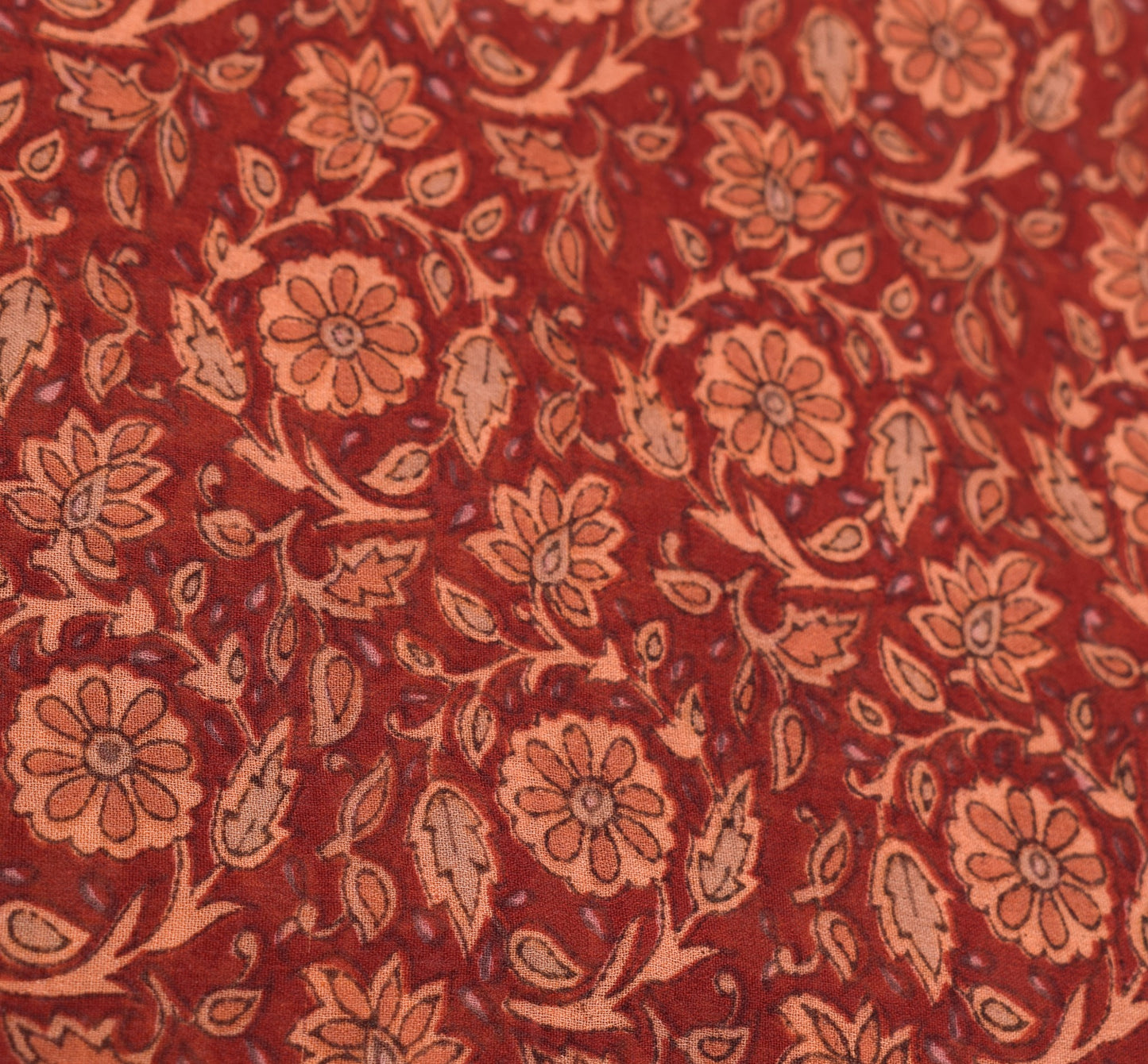 Sushila Vintage Floral Saree 100%Pure Georgette Silk Printed Maroon Craft Fabric