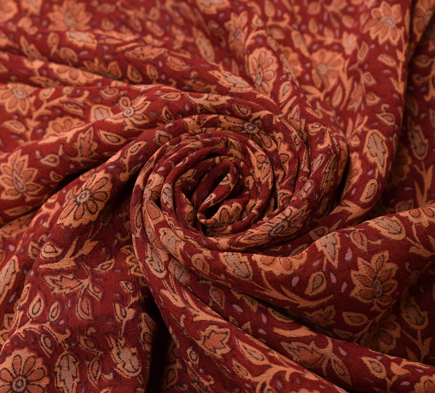 Sushila Vintage Floral Saree 100%Pure Georgette Silk Printed Maroon Craft Fabric