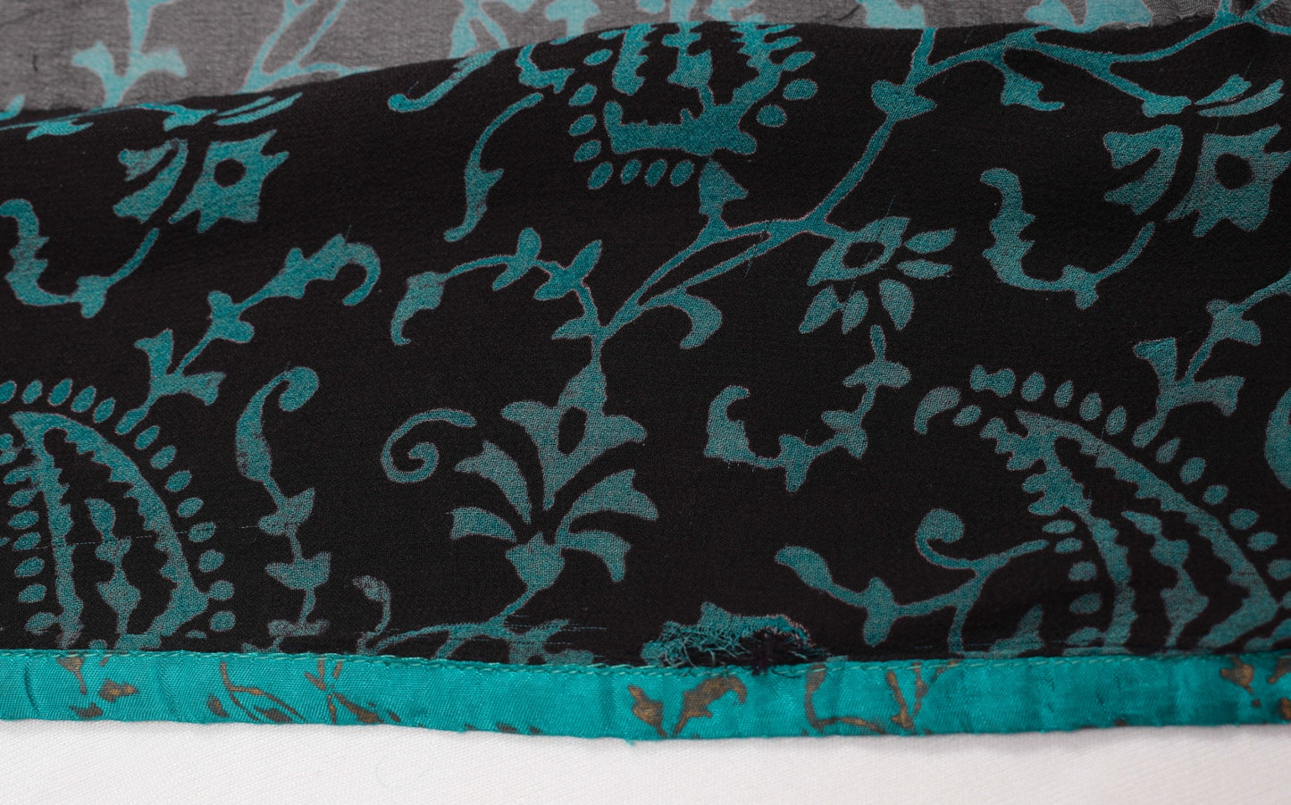 Sushila Vintage Black Scrap Saree Pure Georgette Printed Sari Remnant Fabric
