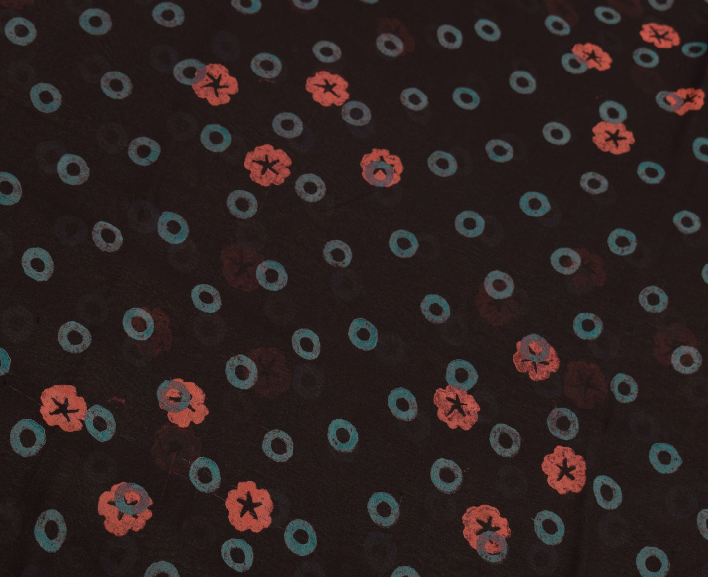 Sushila Vintage Black Scrap Saree Pure Georgette Printed Sari Remnant Fabric