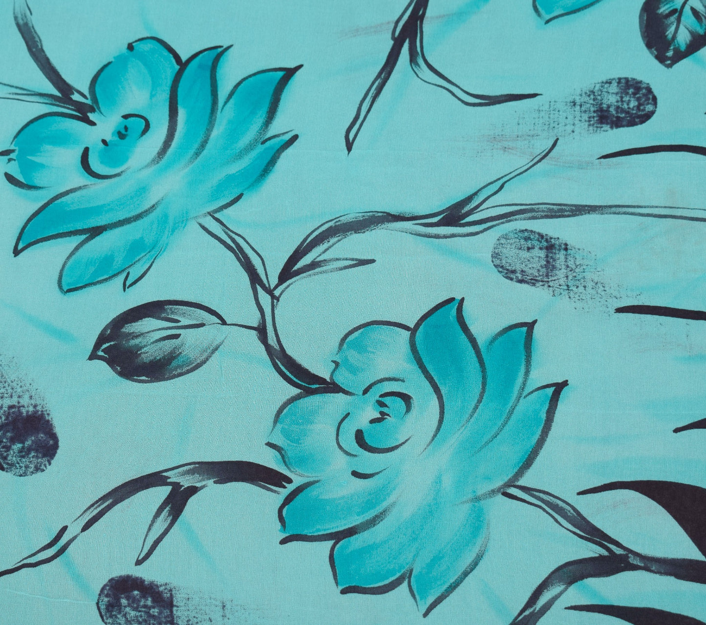 Sushila Vintage Floral Saree 100%Pure Georgette Silk Printed Indian Craft Fabric