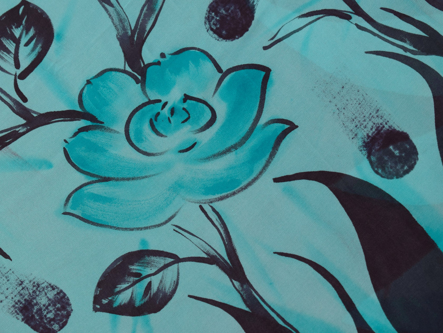 Sushila Vintage Floral Saree 100%Pure Georgette Silk Printed Indian Craft Fabric