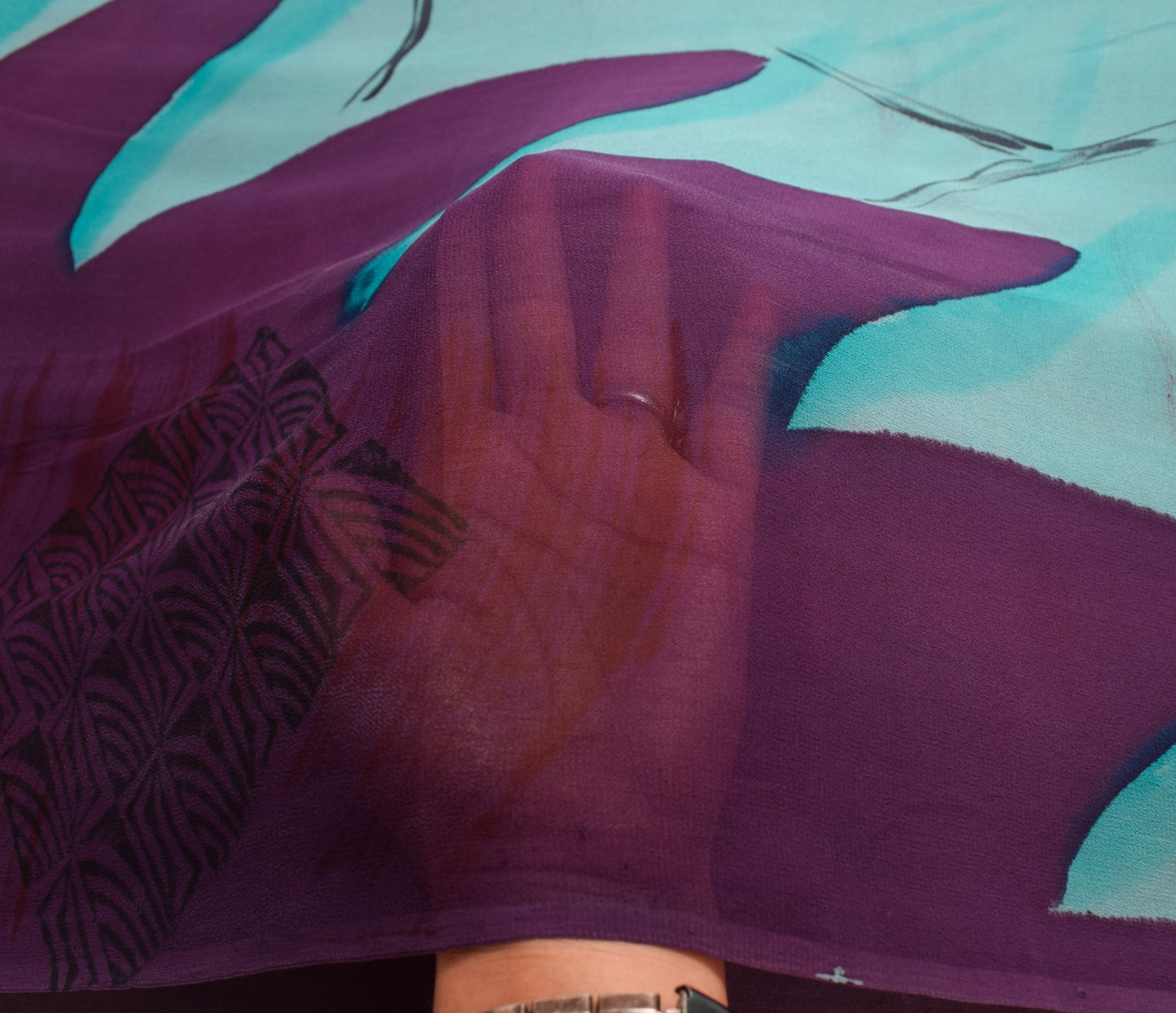 Sushila Vintage Floral Saree 100%Pure Georgette Silk Printed Indian Craft Fabric