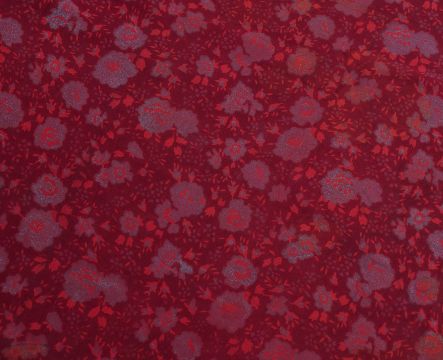 Sushila Vintage Maroon Sari 100% Pure Georgette Silk Printed Floral Craft Fabric