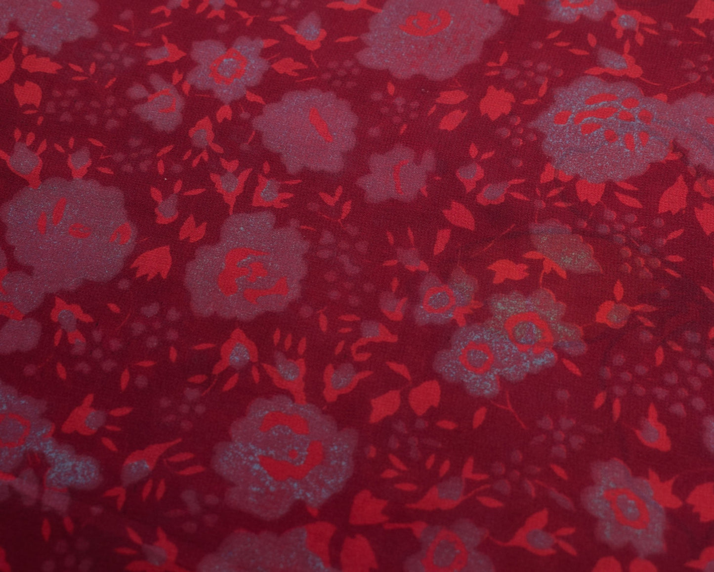 Sushila Vintage Maroon Sari 100% Pure Georgette Silk Printed Floral Craft Fabric