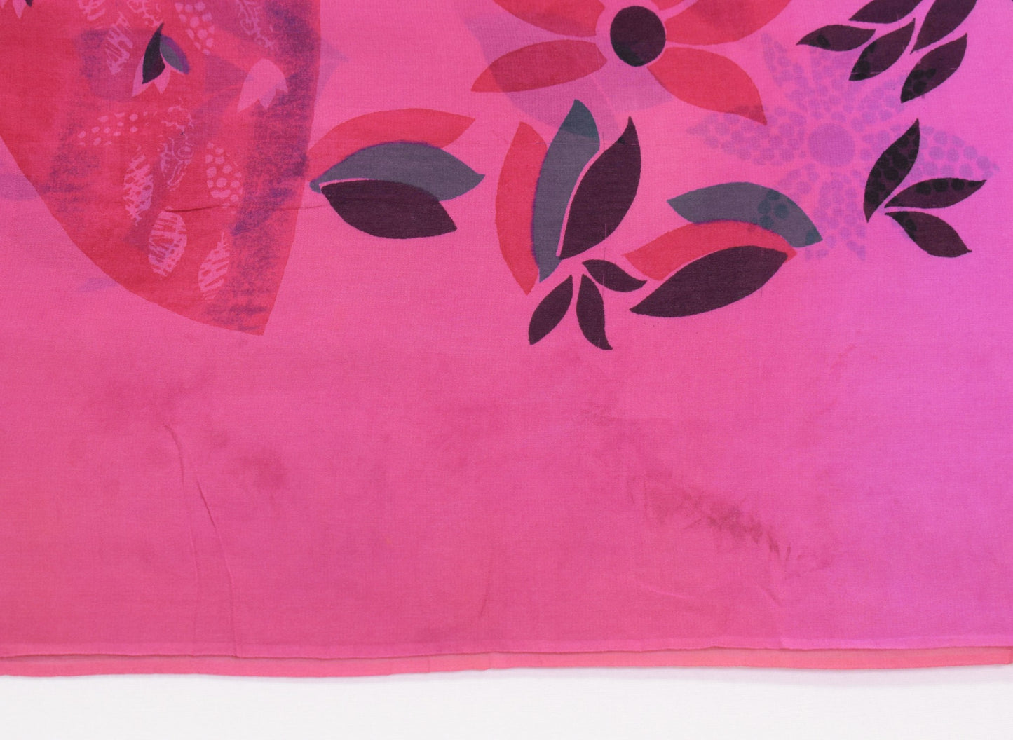Sushila Vintage Pink Scrap Saree Pure Georgette Printed Floral Remnant Sari