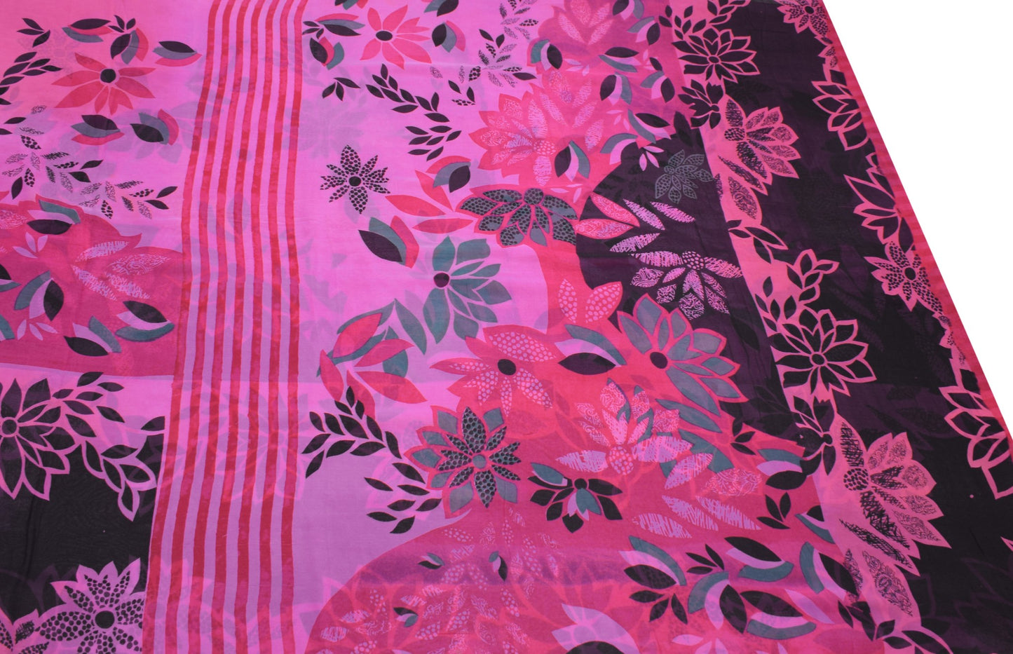 Sushila Vintage Pink Scrap Saree Pure Georgette Printed Floral Remnant Sari