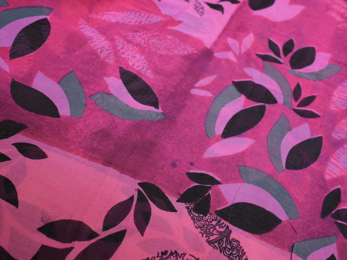 Sushila Vintage Pink Scrap Saree Pure Georgette Printed Floral Remnant Sari