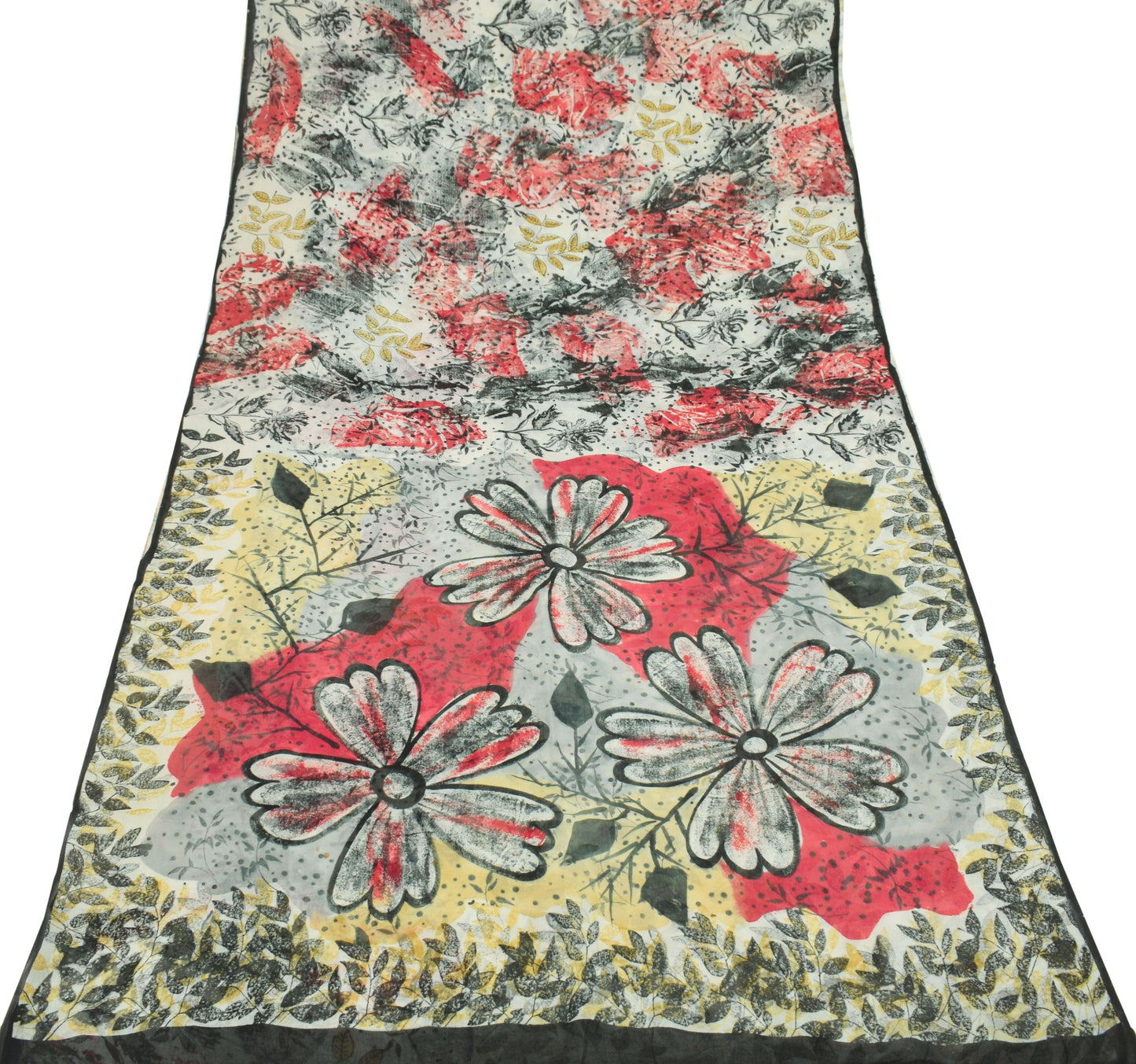 Sushila Vintage Scrap Saree Pure Georgette Printed Floral Remnant Sari Fabric