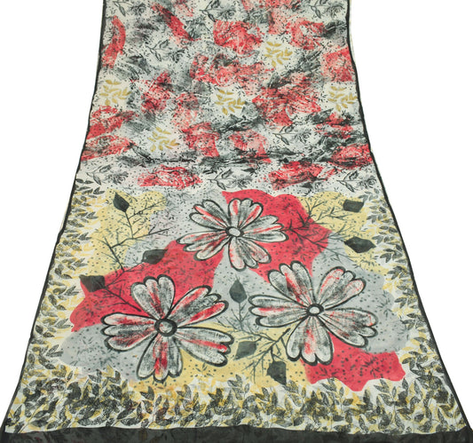 Sushila Vintage Scrap Saree Pure Georgette Printed Floral Remnant Sari Fabric