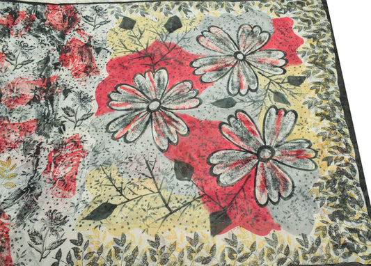 Sushila Vintage Scrap Saree Pure Georgette Printed Floral Remnant Sari Fabric