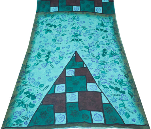 Sushila Vintage MultiColor Saree Floral Pure Georgette Silk Printed Craft Fabric