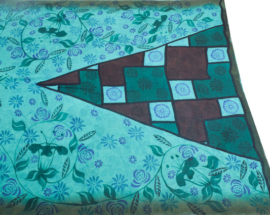 Sushila Vintage MultiColor Saree Floral Pure Georgette Silk Printed Craft Fabric