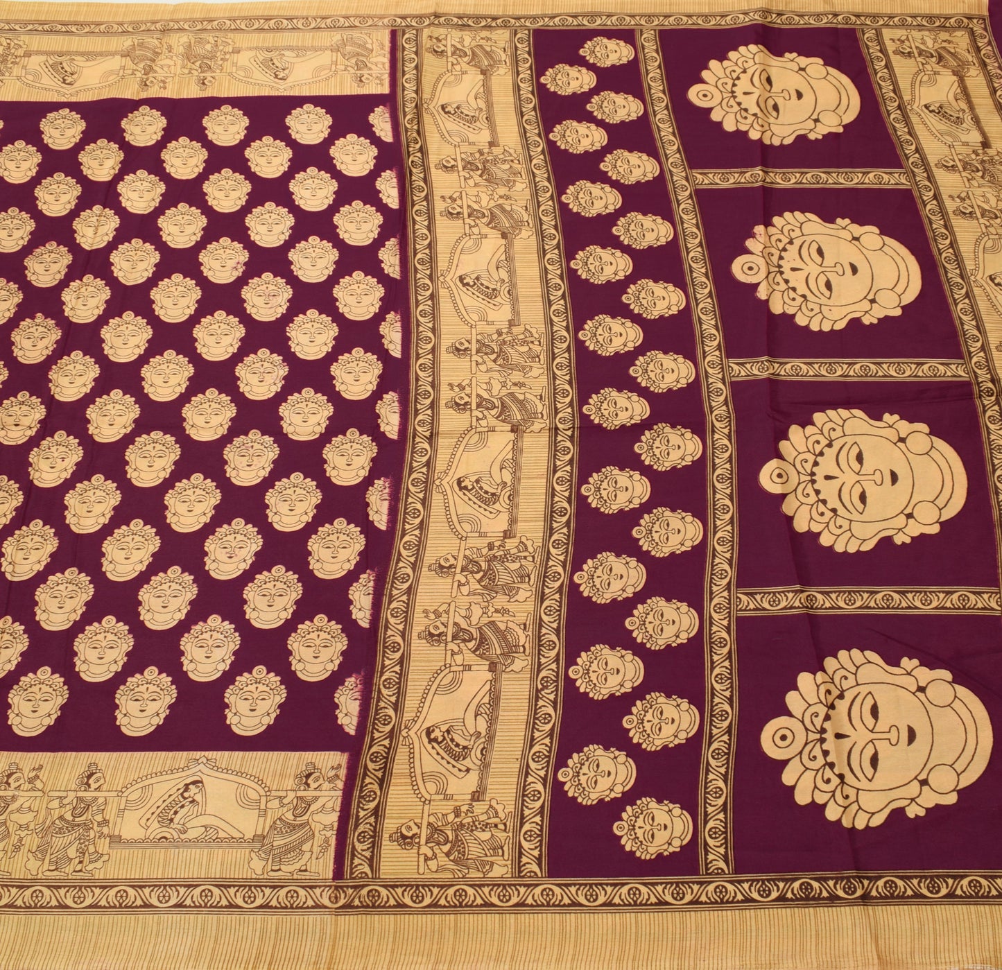 Sushila Vintage Maroon Indian Saree Blend Silk Printed Humans Soft Craft Fabric
