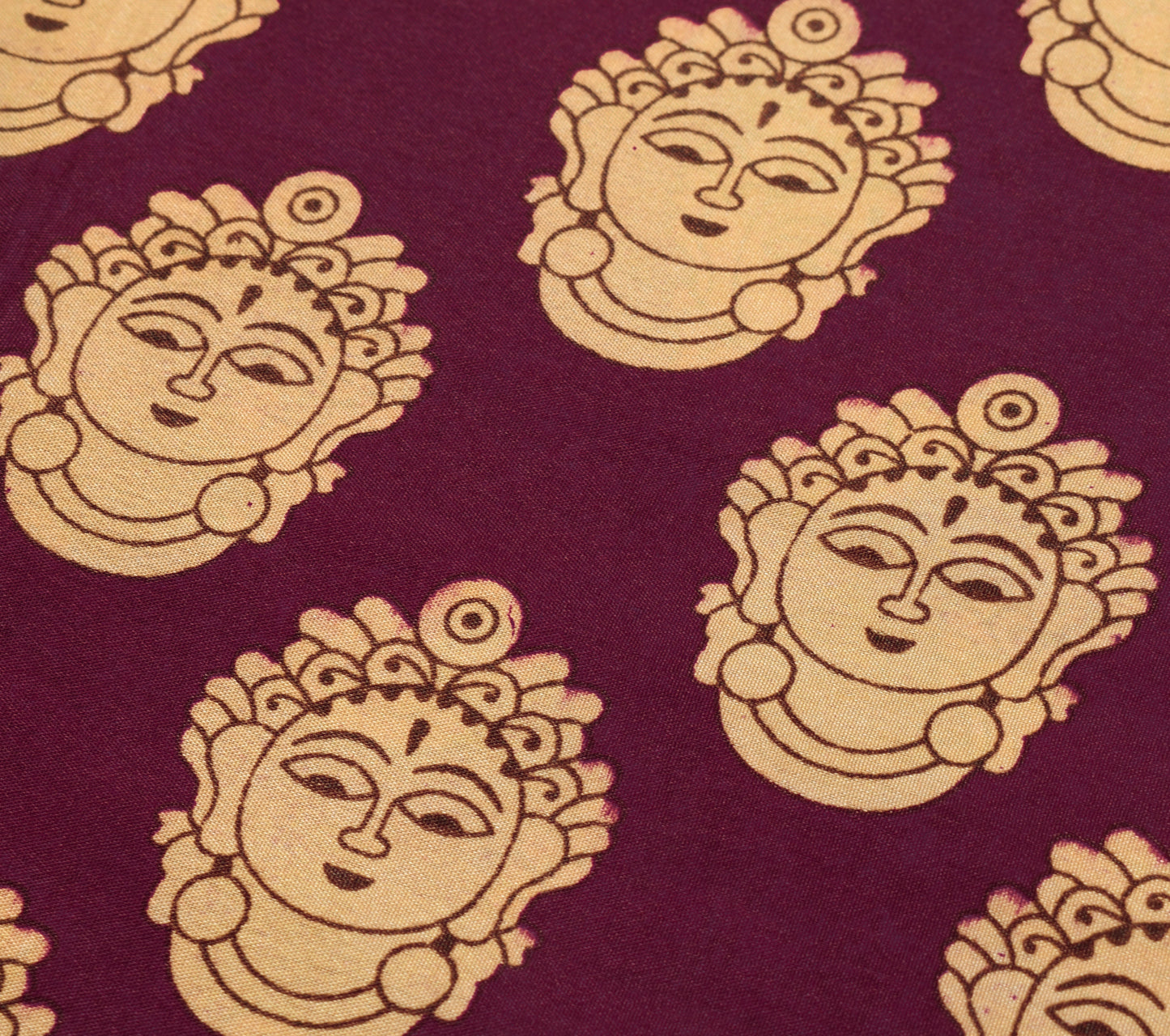 Sushila Vintage Maroon Indian Saree Blend Silk Printed Humans Soft Craft Fabric