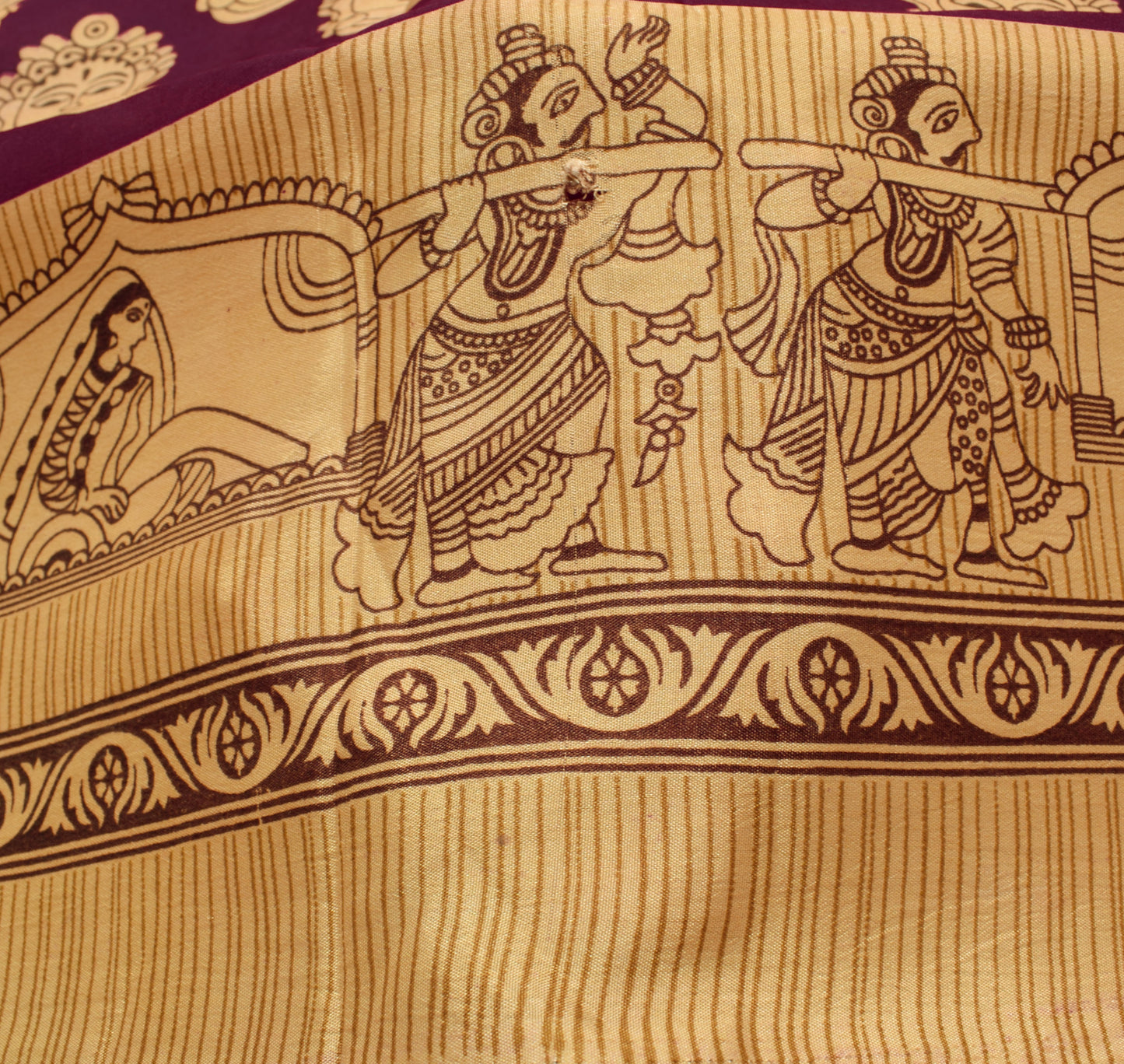 Sushila Vintage Maroon Indian Saree Blend Silk Printed Humans Soft Craft Fabric