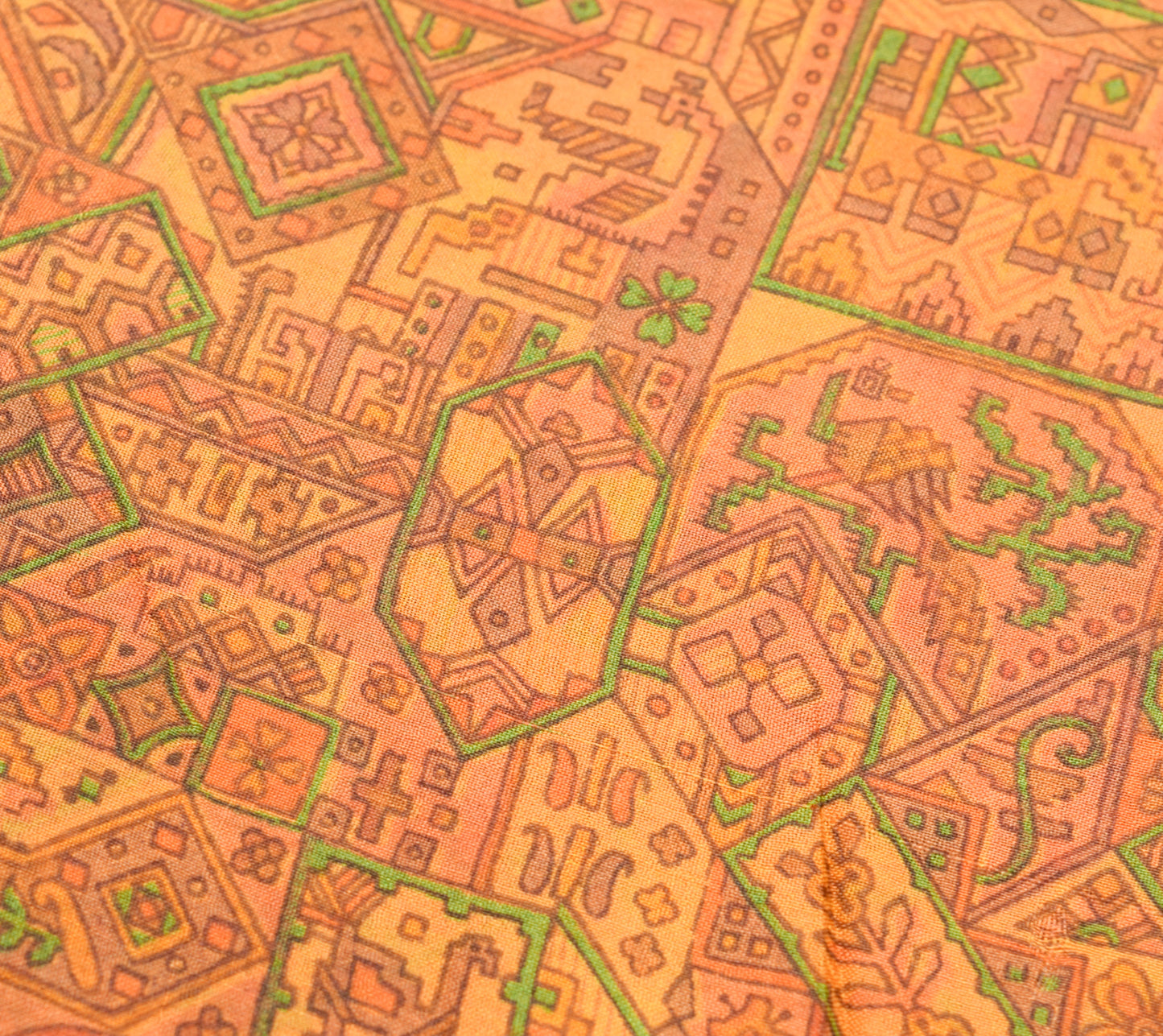 Sushila Vintage Orange Saree 100% Pure Silk Printed Indian Soft Craft Fabric