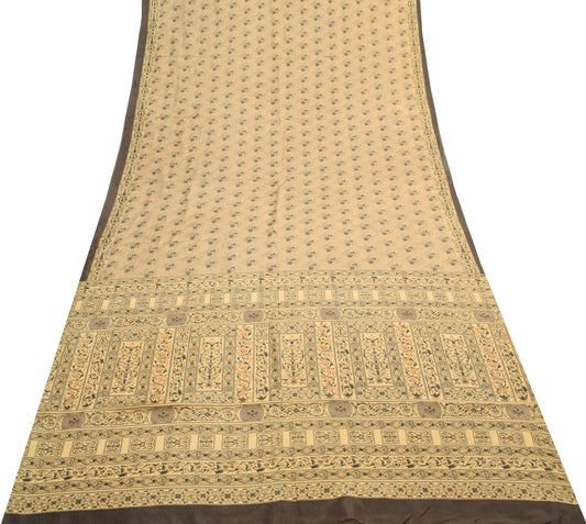 Sushila Vintage Saree 100% Pure Silk Printed Floral Soft Craft Indian Fabric